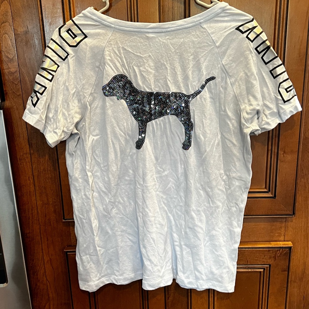 Victoria’s Secret PINK Sequin Blue T-Shirt Size Medium